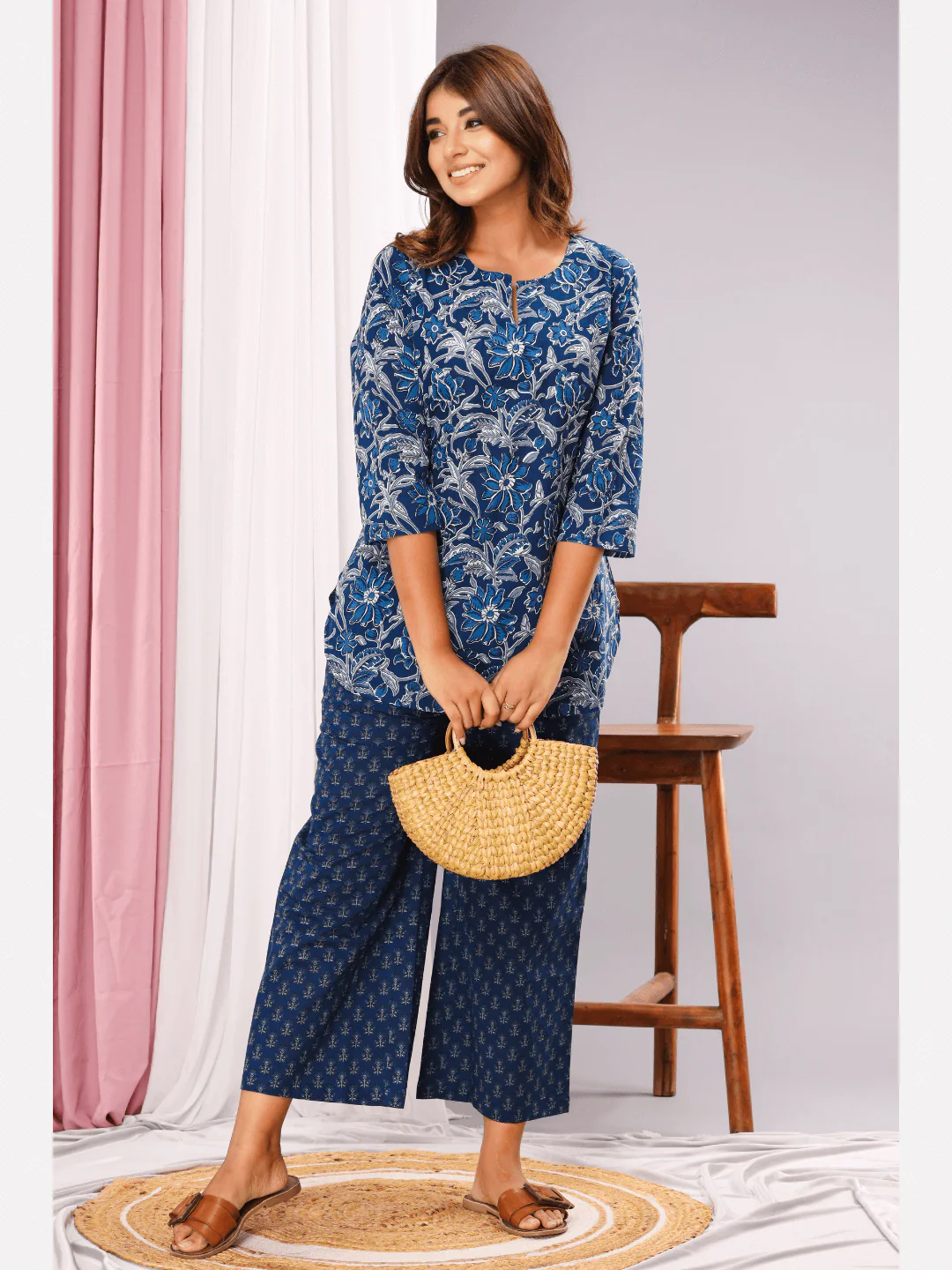 Space Blue Cotton Loungewear - Image 3