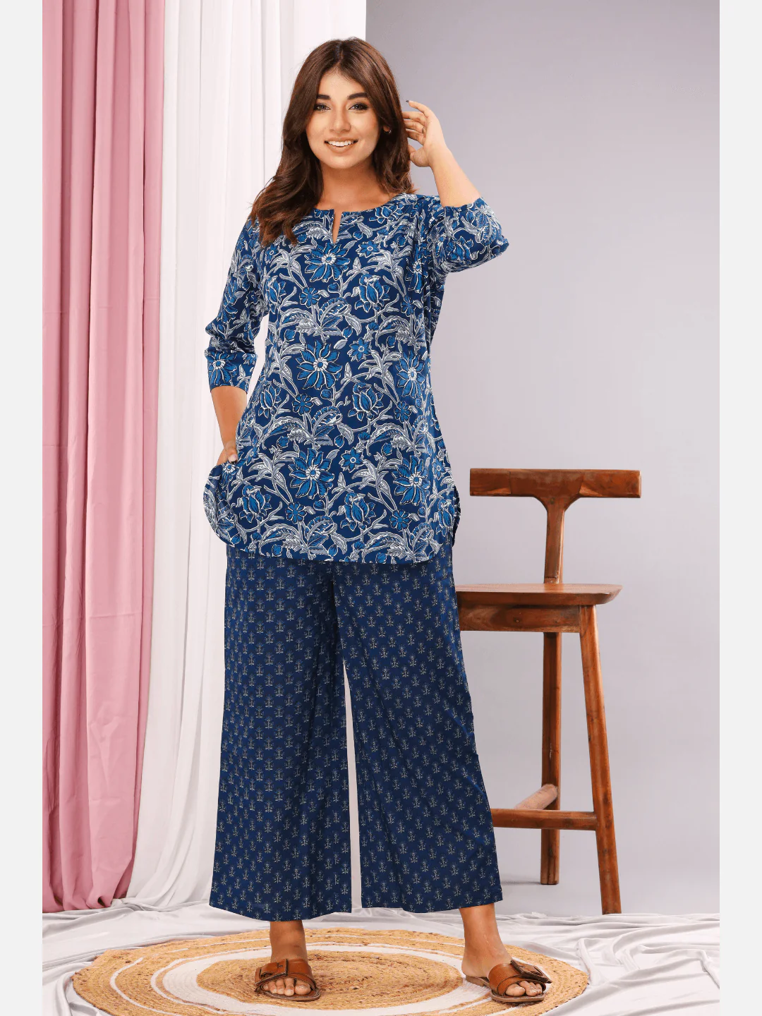 Space Blue Cotton Loungewear - Image 4