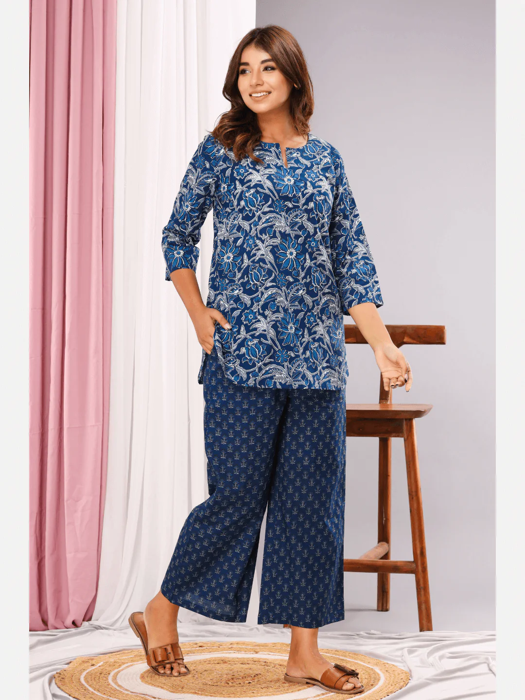 Space Blue Cotton Loungewear - Image 6