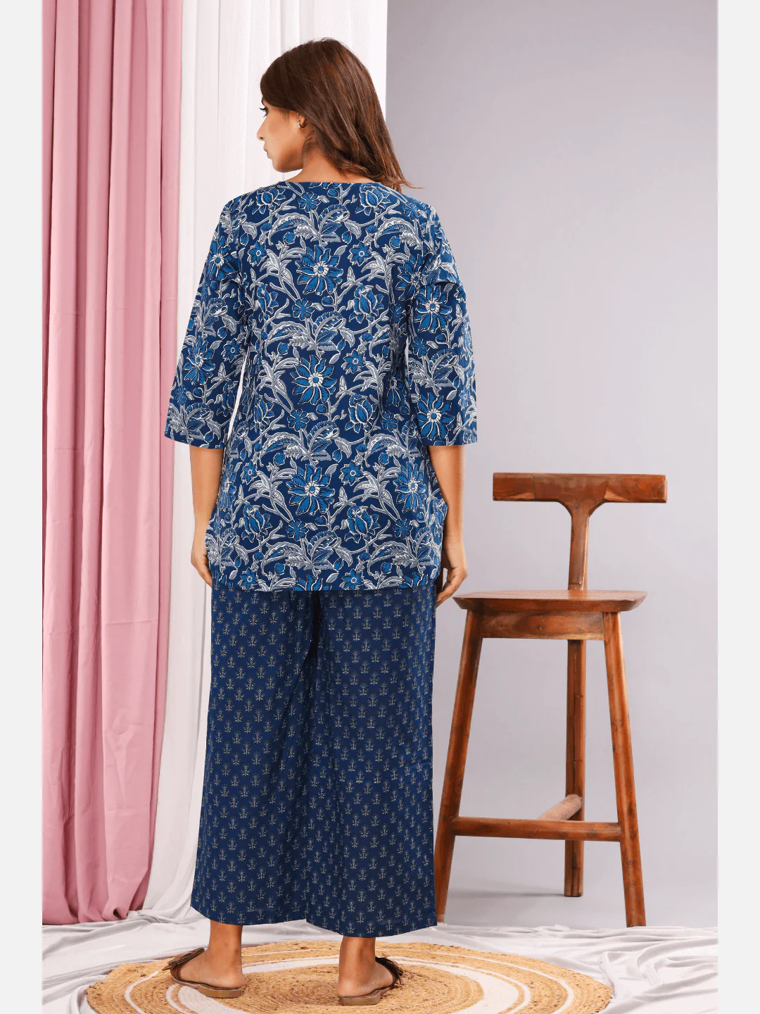 Space Blue Cotton Loungewear - Image 8