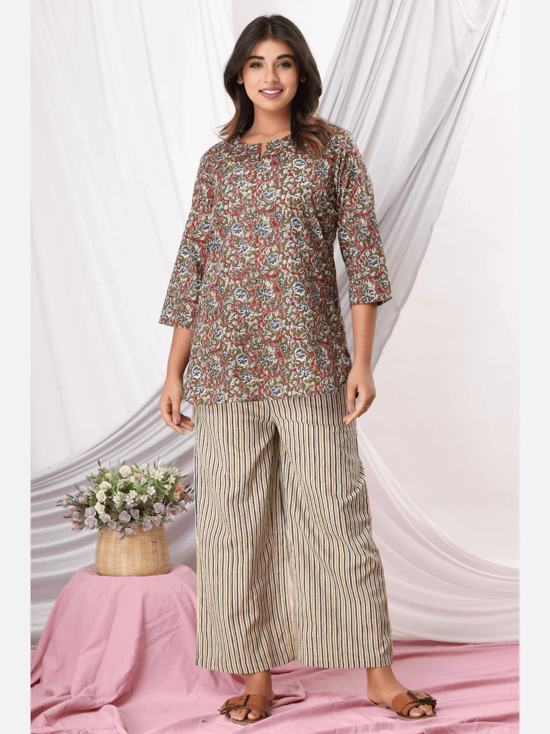 Olive  cotton Loungewear - Image 3