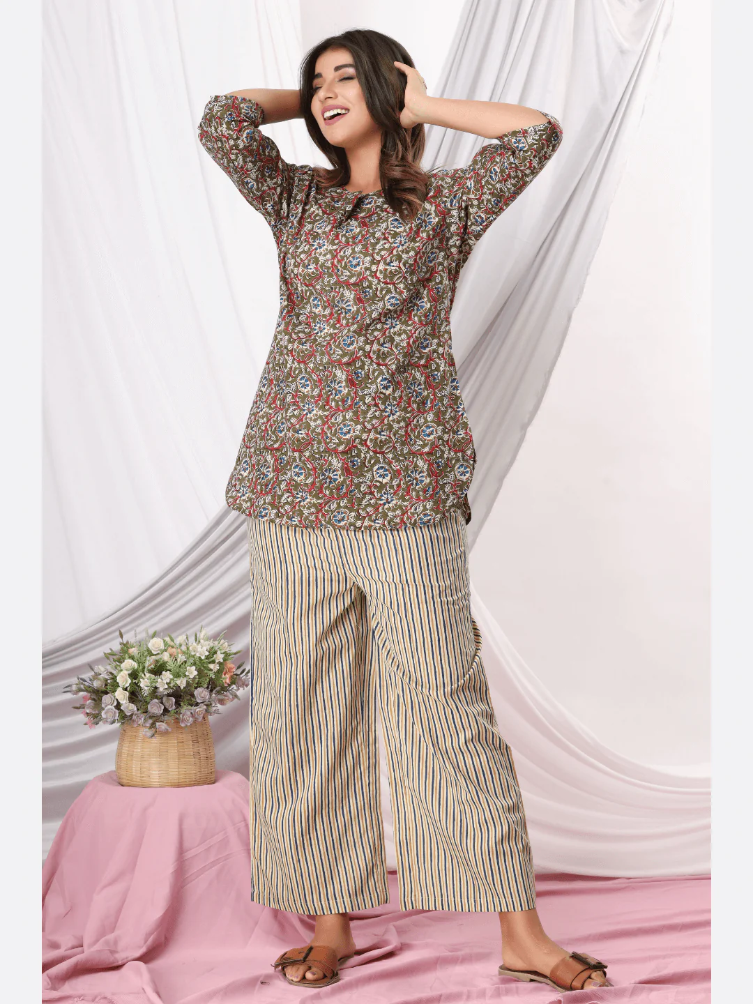Olive  cotton Loungewear - Image 4