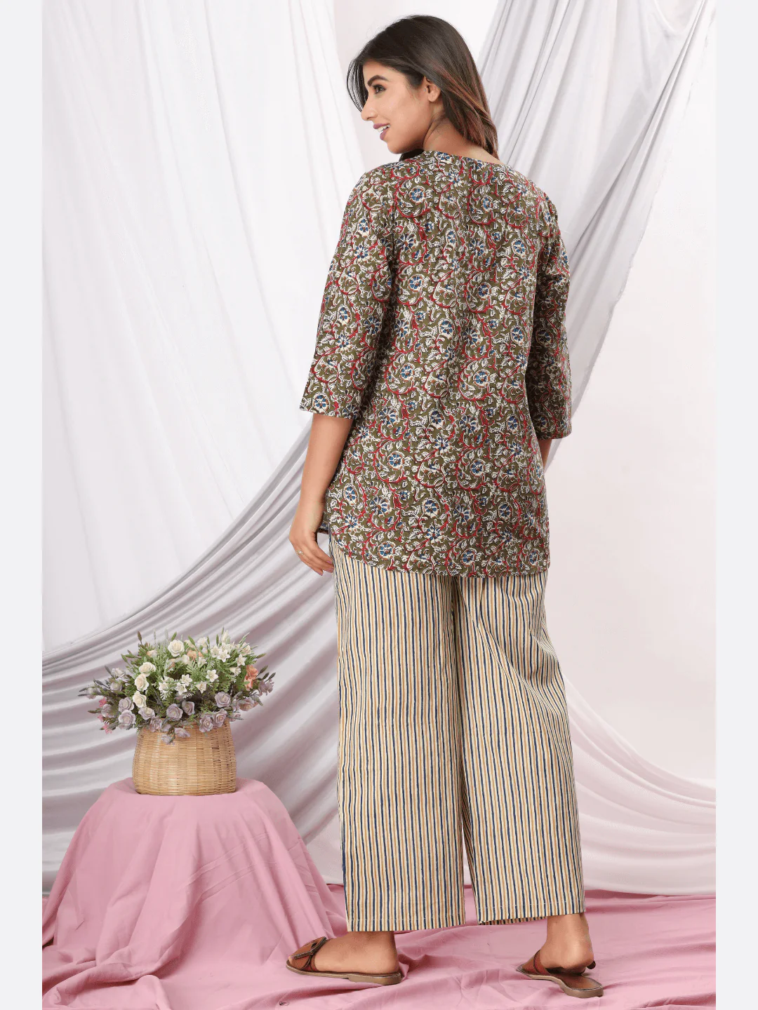 Olive  cotton Loungewear - Image 6
