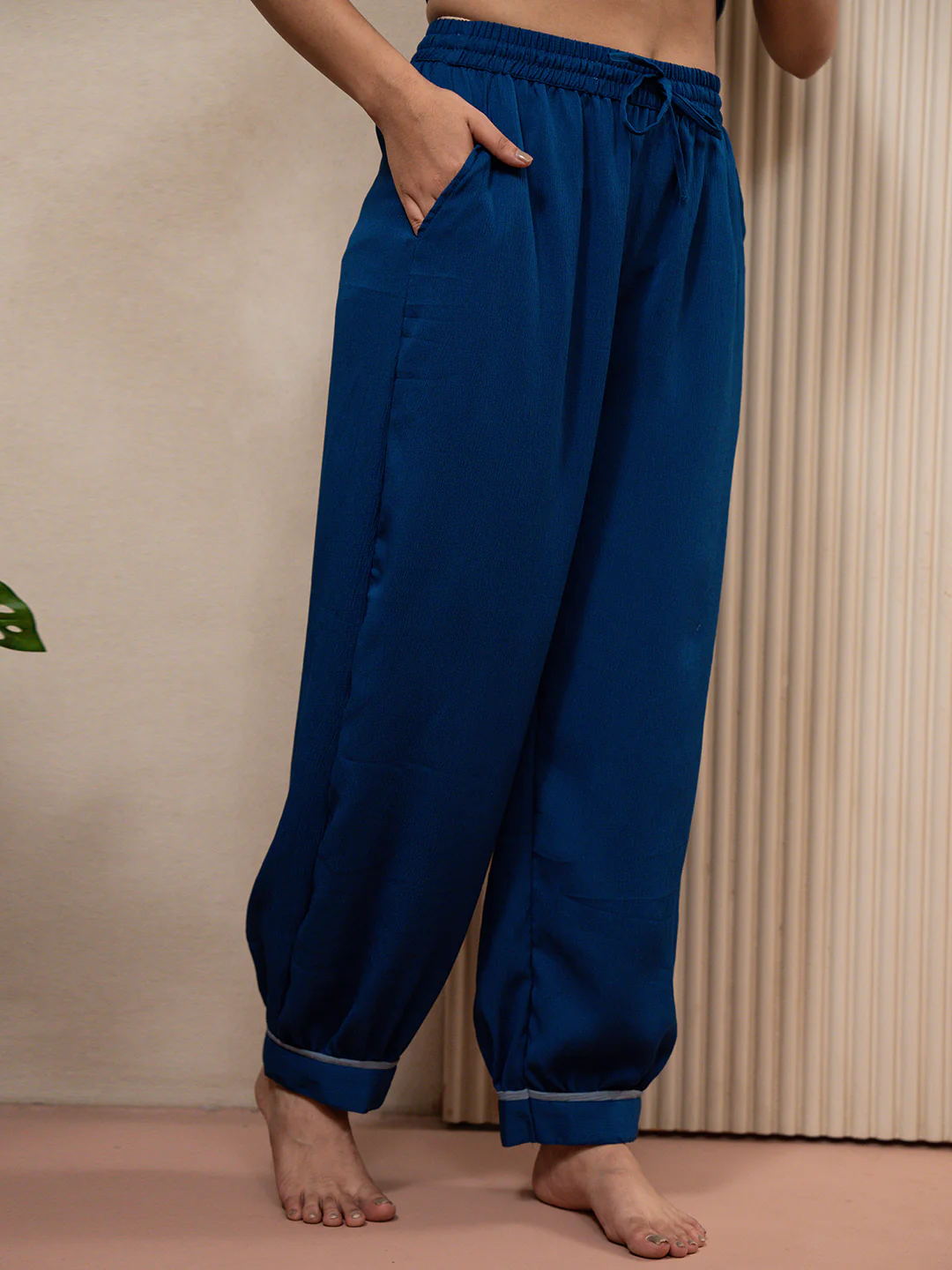 Classic Blue Soft Crepe Patiala Co-Ord Set - Image 4