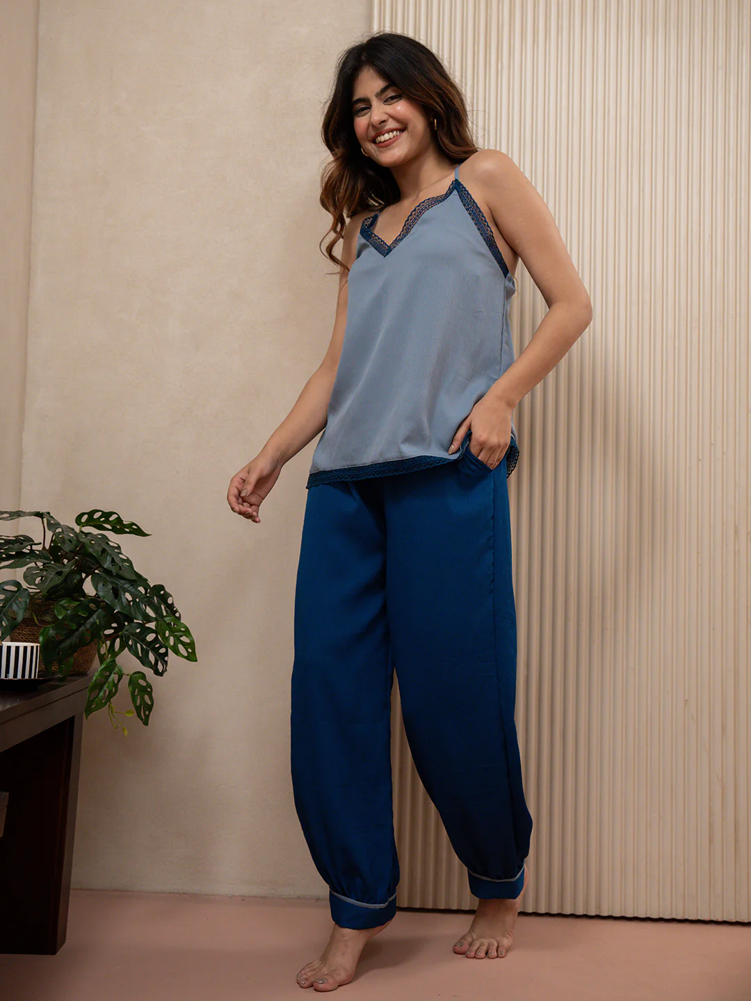 Classic Blue Soft Crepe Patiala Co-Ord Set - Image 8