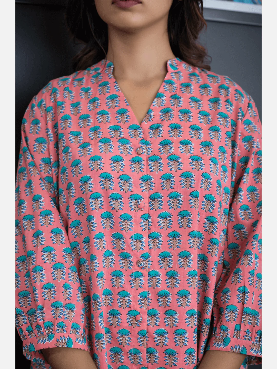 Smooth Pink back pleated Cotton Loungewear - Image 2