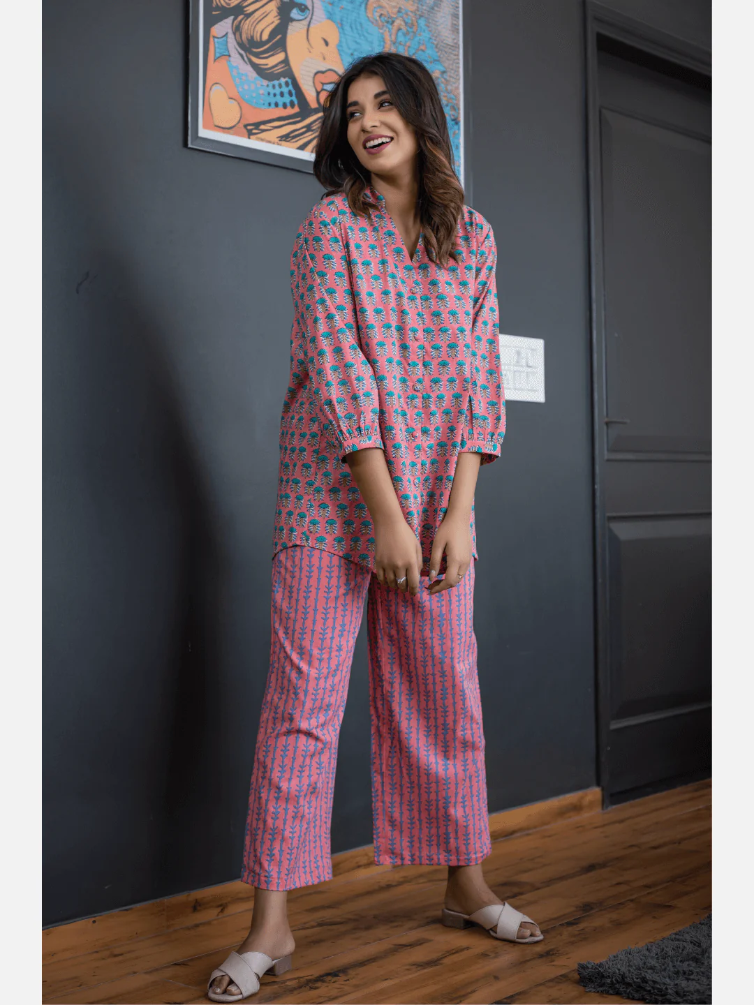Smooth Pink back pleated Cotton Loungewear - Image 6