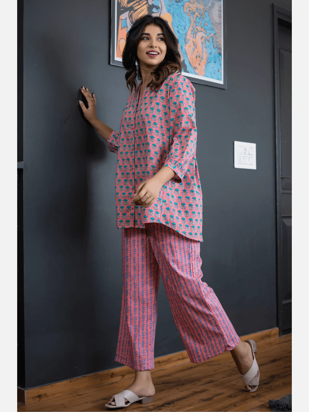 Smooth Pink back pleated Cotton Loungewear - Image 7