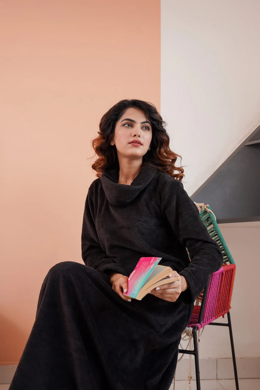 Super Soft Black High Neck Woollen Maxi - Image 10