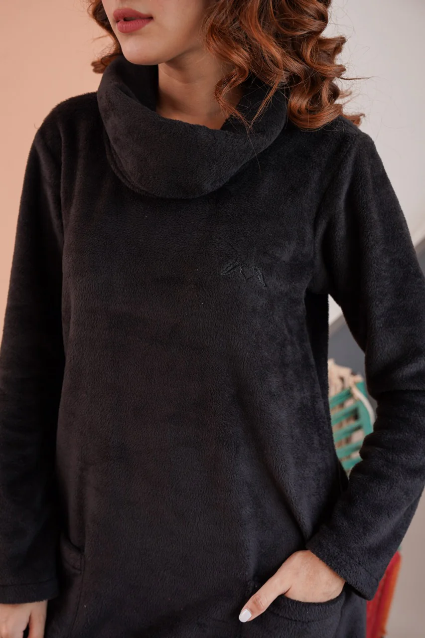 Super Soft Black High Neck Woollen Maxi - Image 11