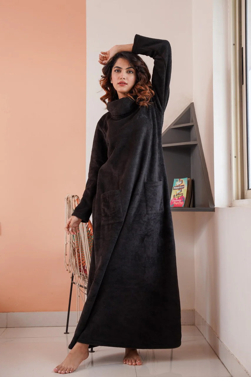 Super Soft Black High Neck Woollen Maxi - Image 4