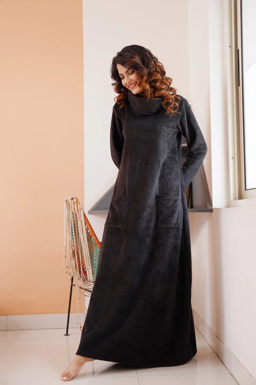 Super Soft Black High Neck Woollen Maxi - Image 5
