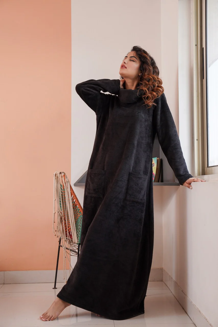 Super Soft Black High Neck Woollen Maxi - Image 7