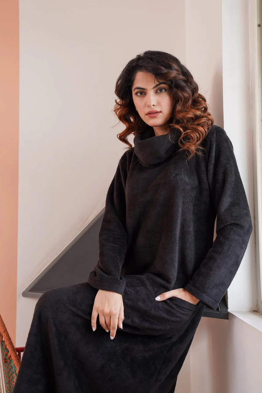 Super Soft Black High Neck Woollen Maxi - Image 8