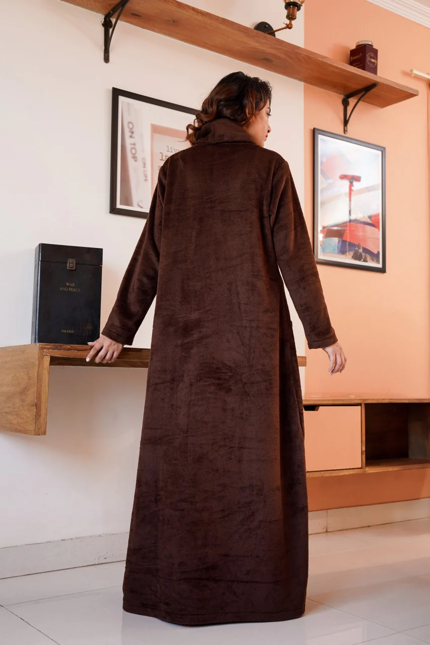 Super Soft Brown High Neck Woollen Maxi - Image 13