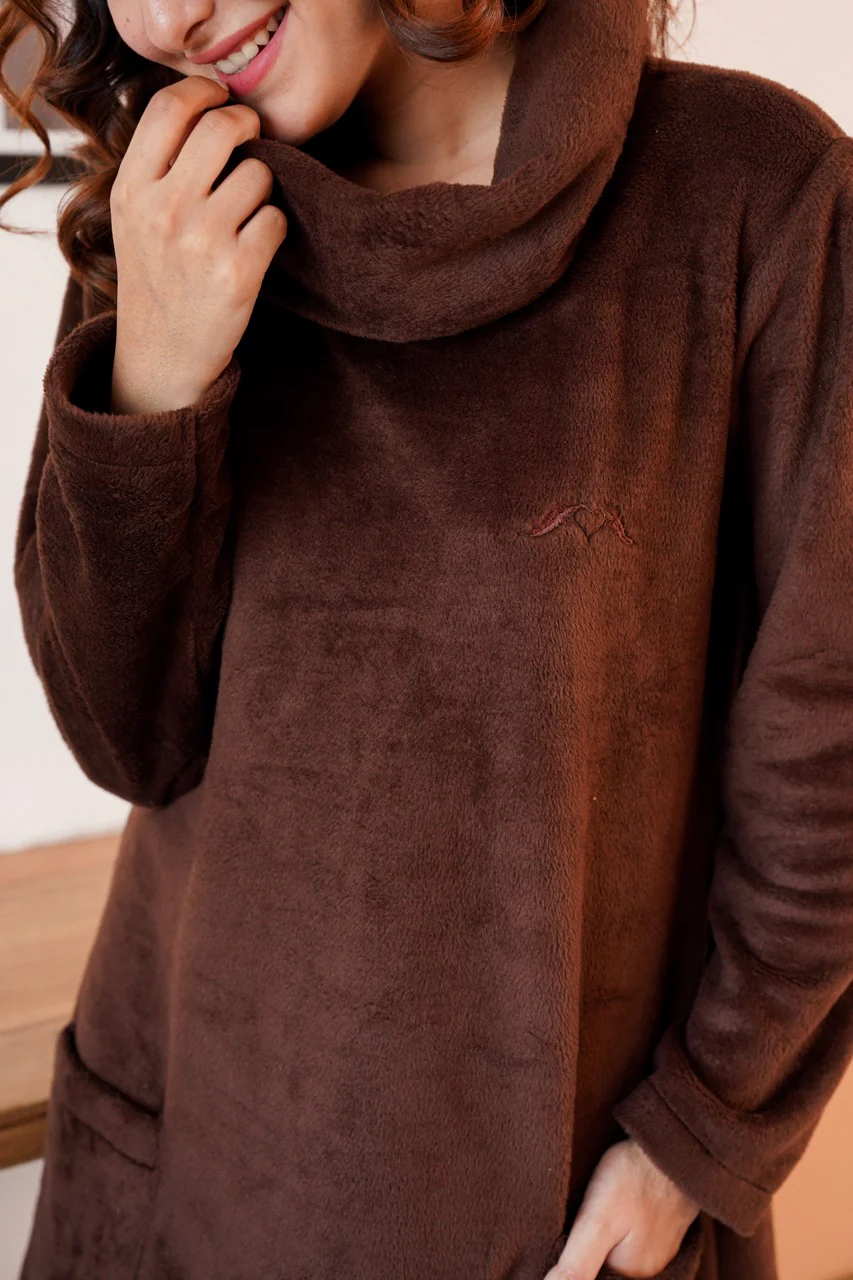 Super Soft Brown High Neck Woollen Maxi - Image 4