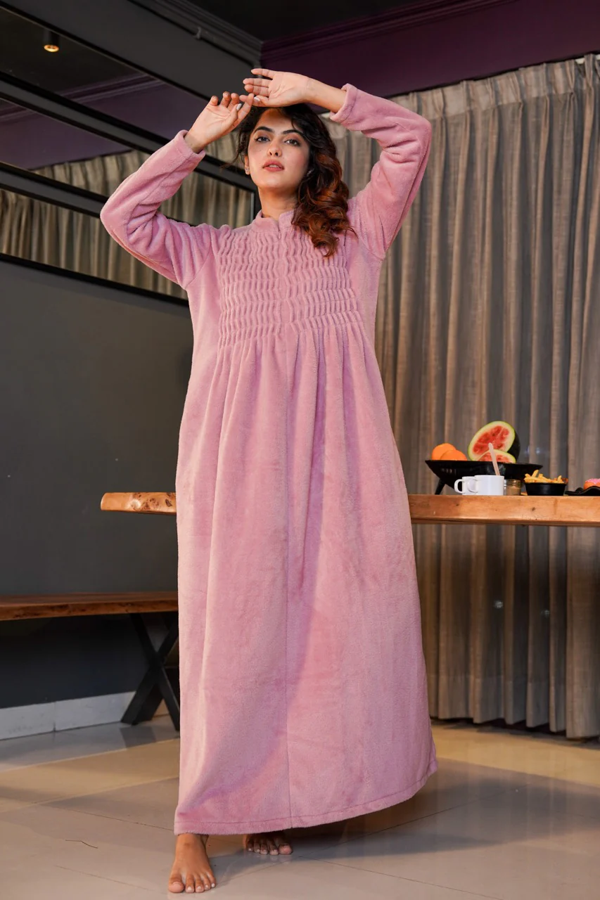 Super Soft Candy Pink pleated Woollen Maxi - Image 8