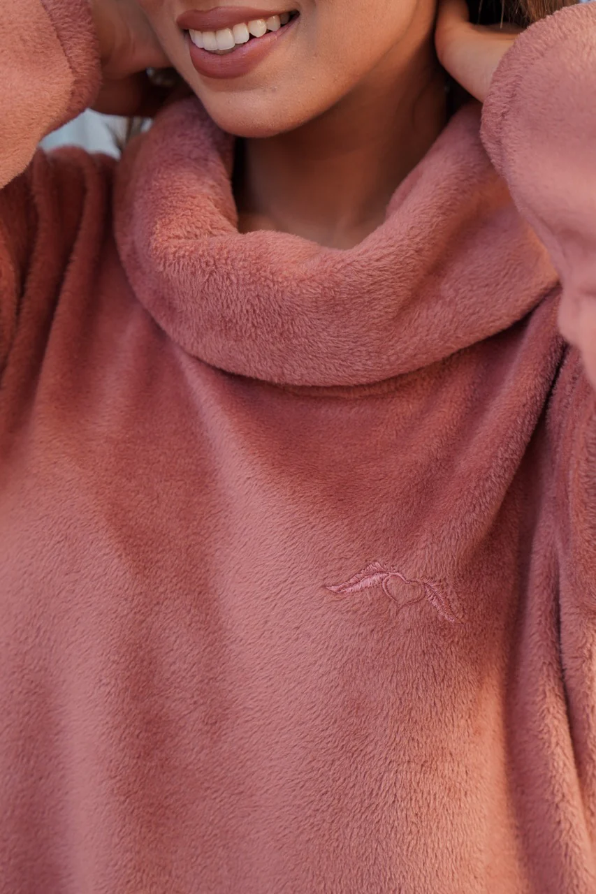 Super Soft Dusty Pink High Neck Woollen Maxi - Image 4