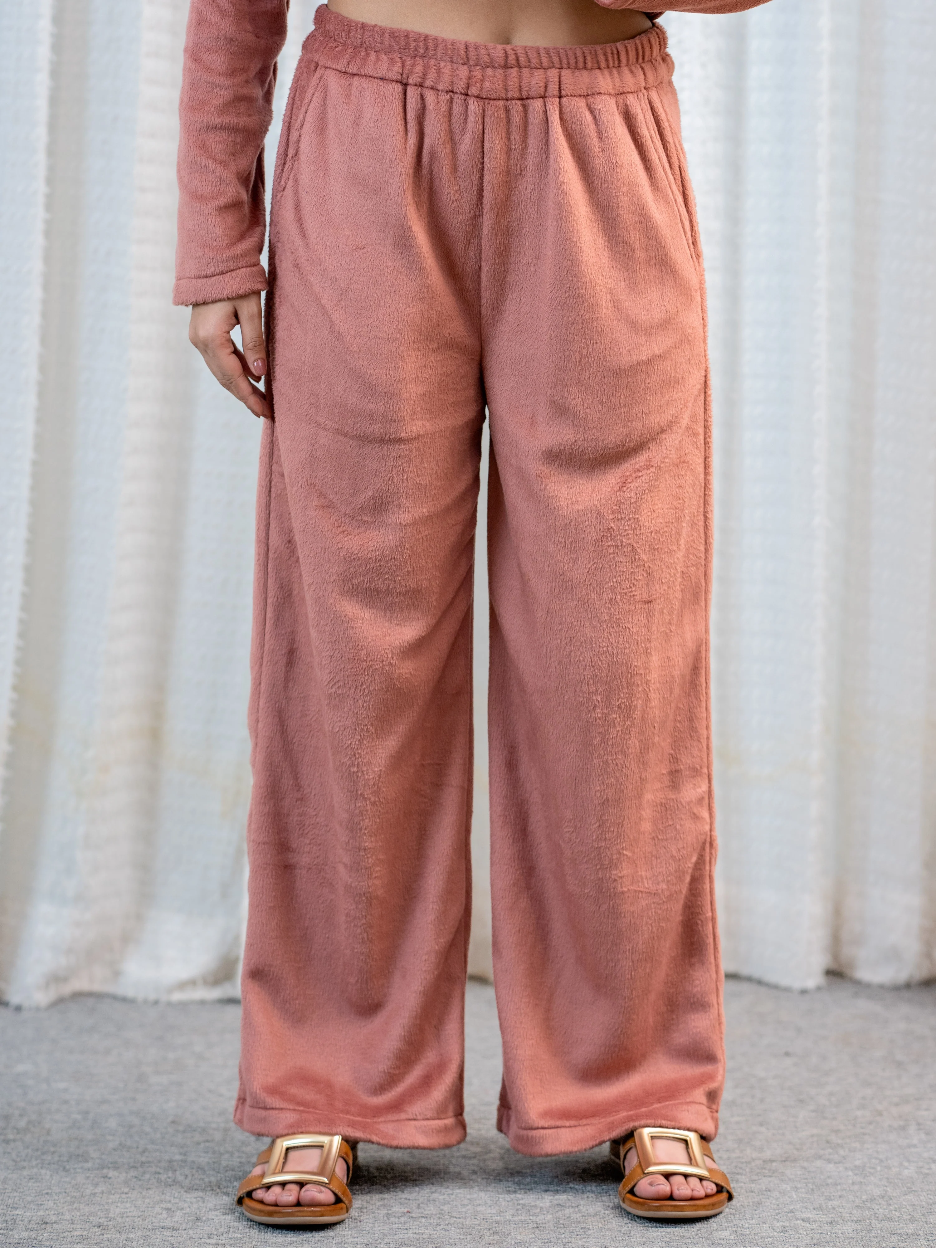 Super Soft Dusty Pink Pleated Long Kurta Woollen Set - Image 10