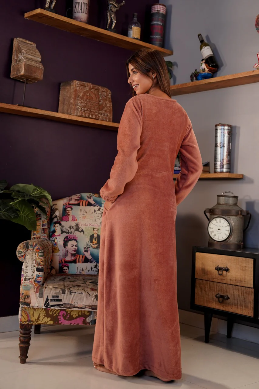 Super Soft Dusty Pink V Neck Woollen Maxi - Image 3