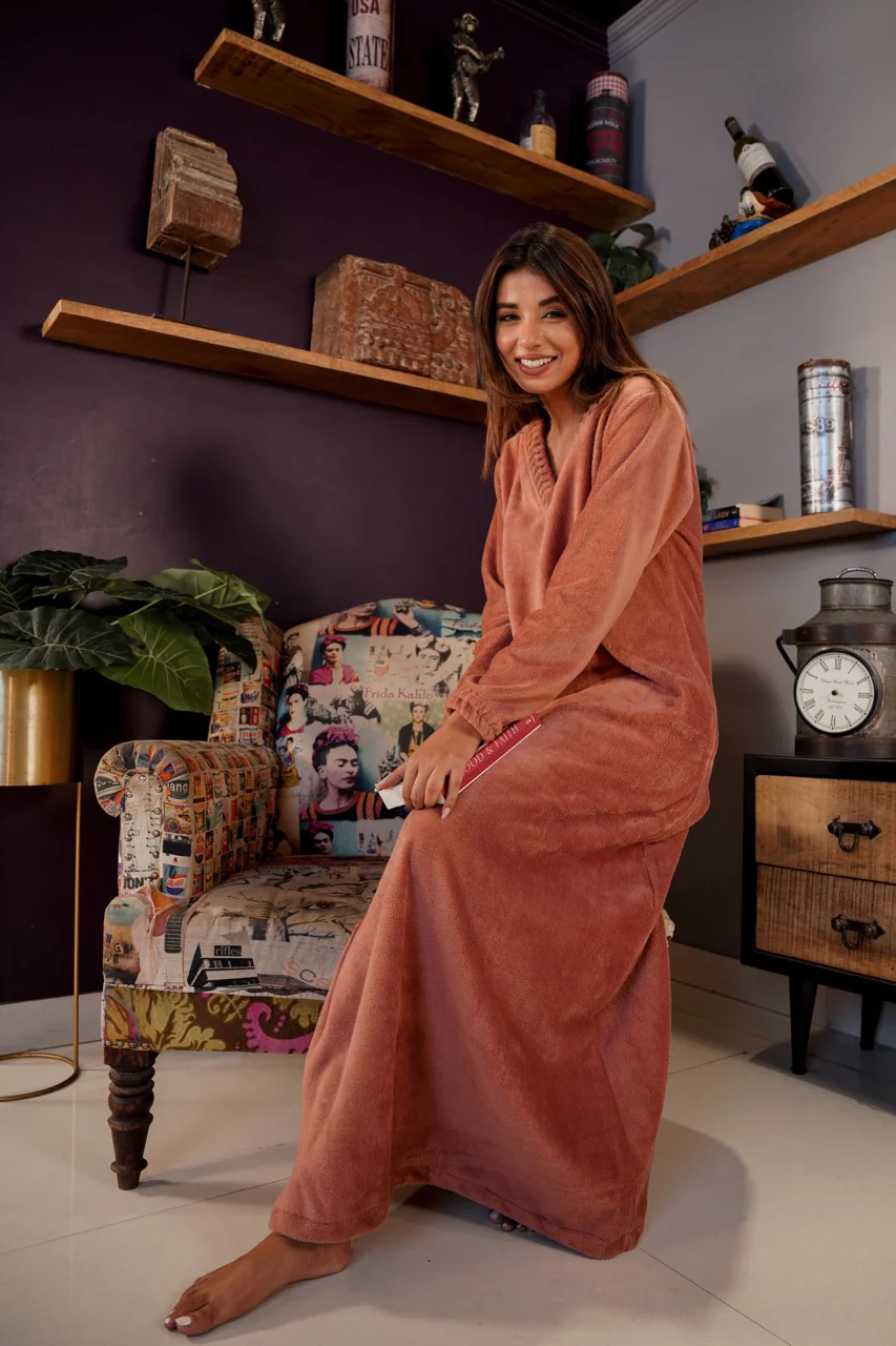 Super Soft Dusty Pink V Neck Woollen Maxi - Image 9