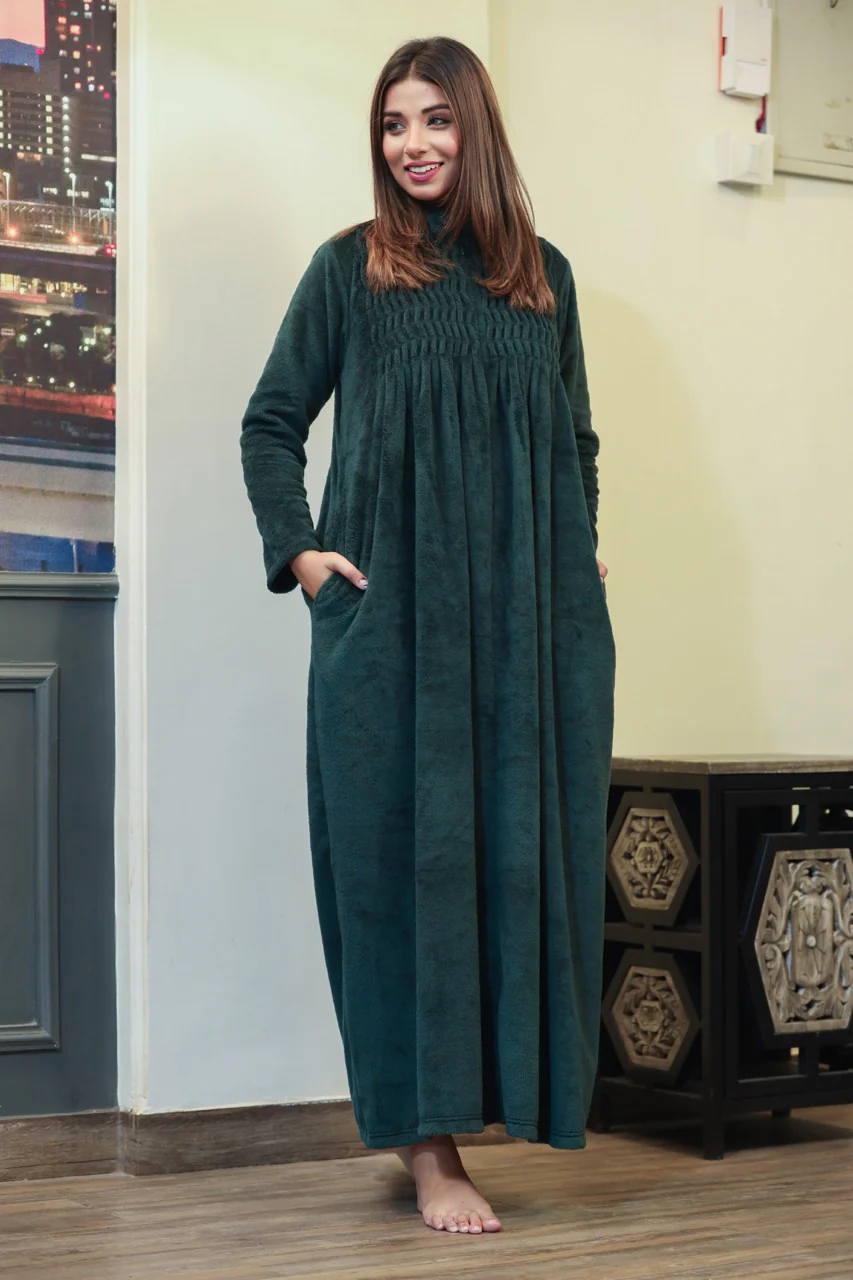 Super Soft Emerald Green pleated Woollen Maxi - Image 4