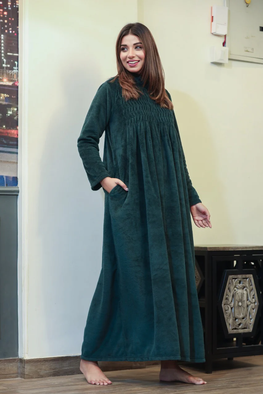 Super Soft Emerald Green pleated Woollen Maxi - Image 5