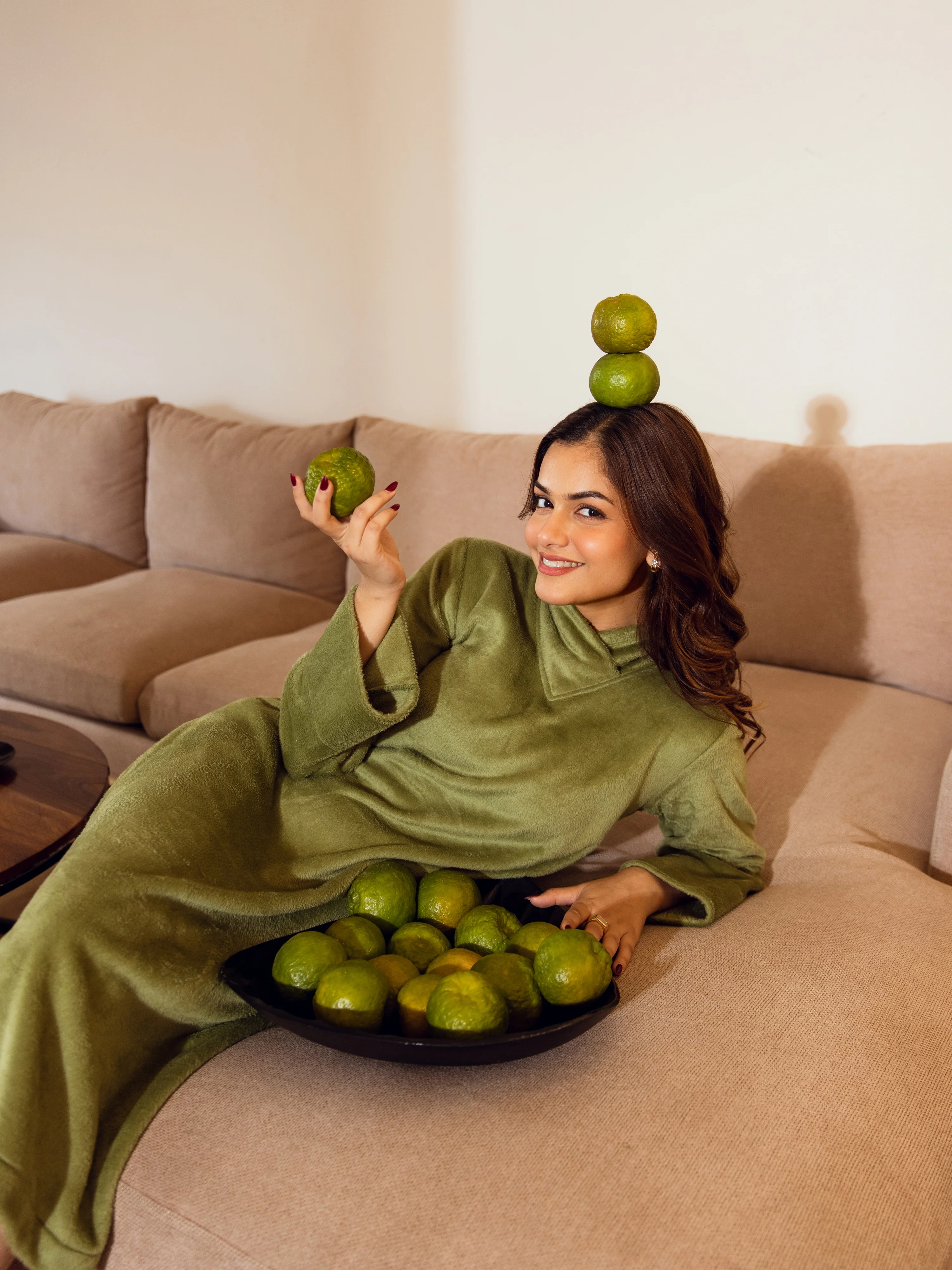 Super Soft Green Woollen Cross Neck Midi Dress - Image 7