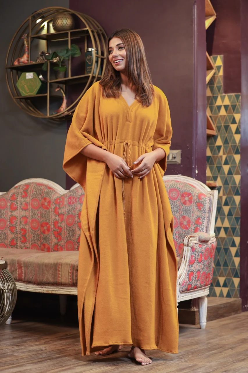 Super Soft Mustard Woollen Kaftan - Image 3