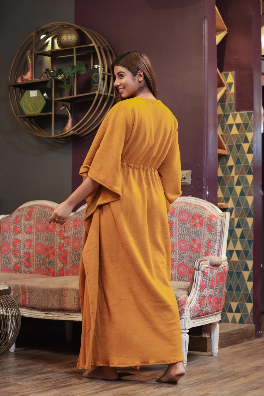 Super Soft Mustard Woollen Kaftan - Image 4