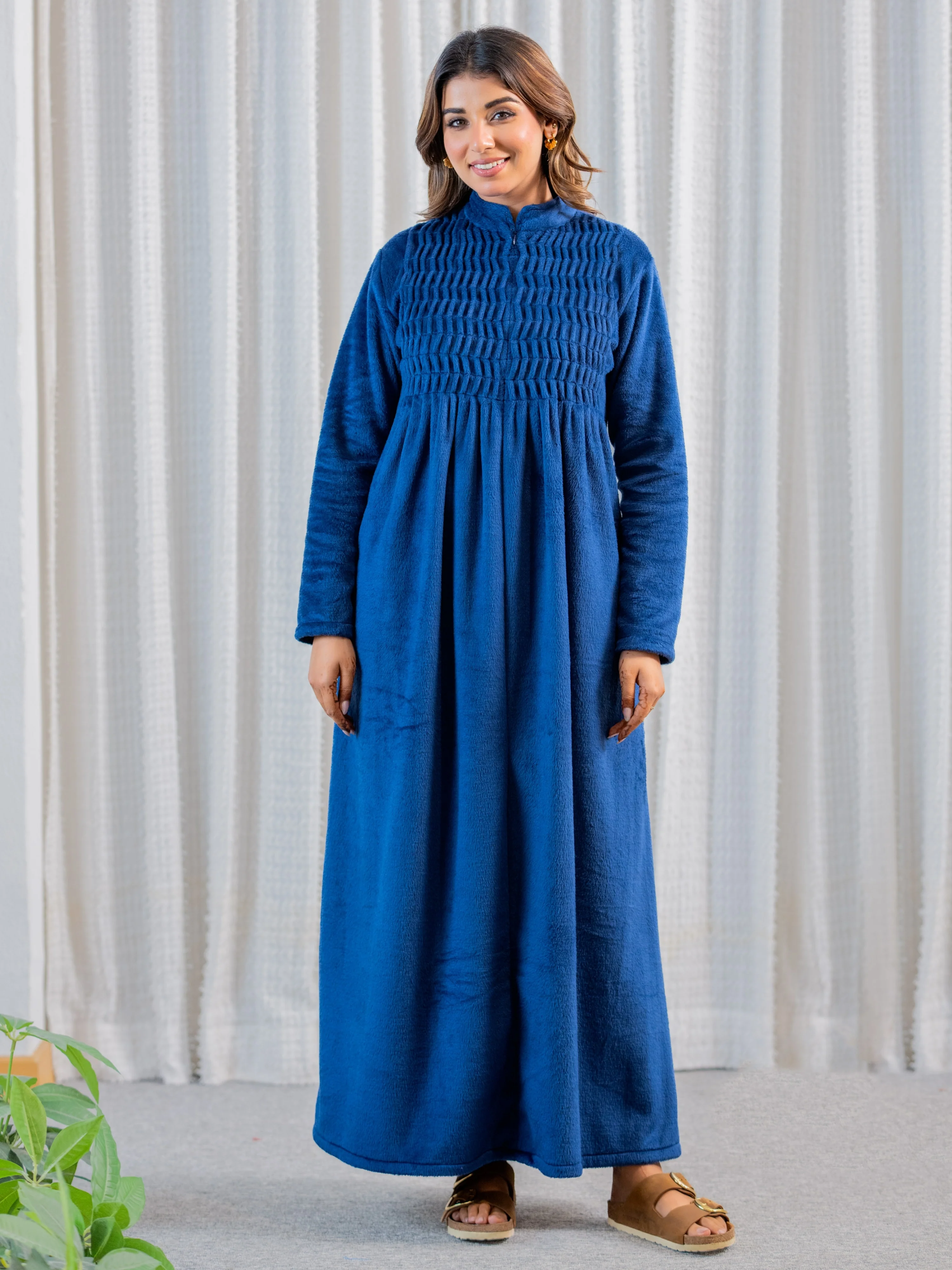 Super Soft Navy Blue pleated Woollen Maxi - Image 4