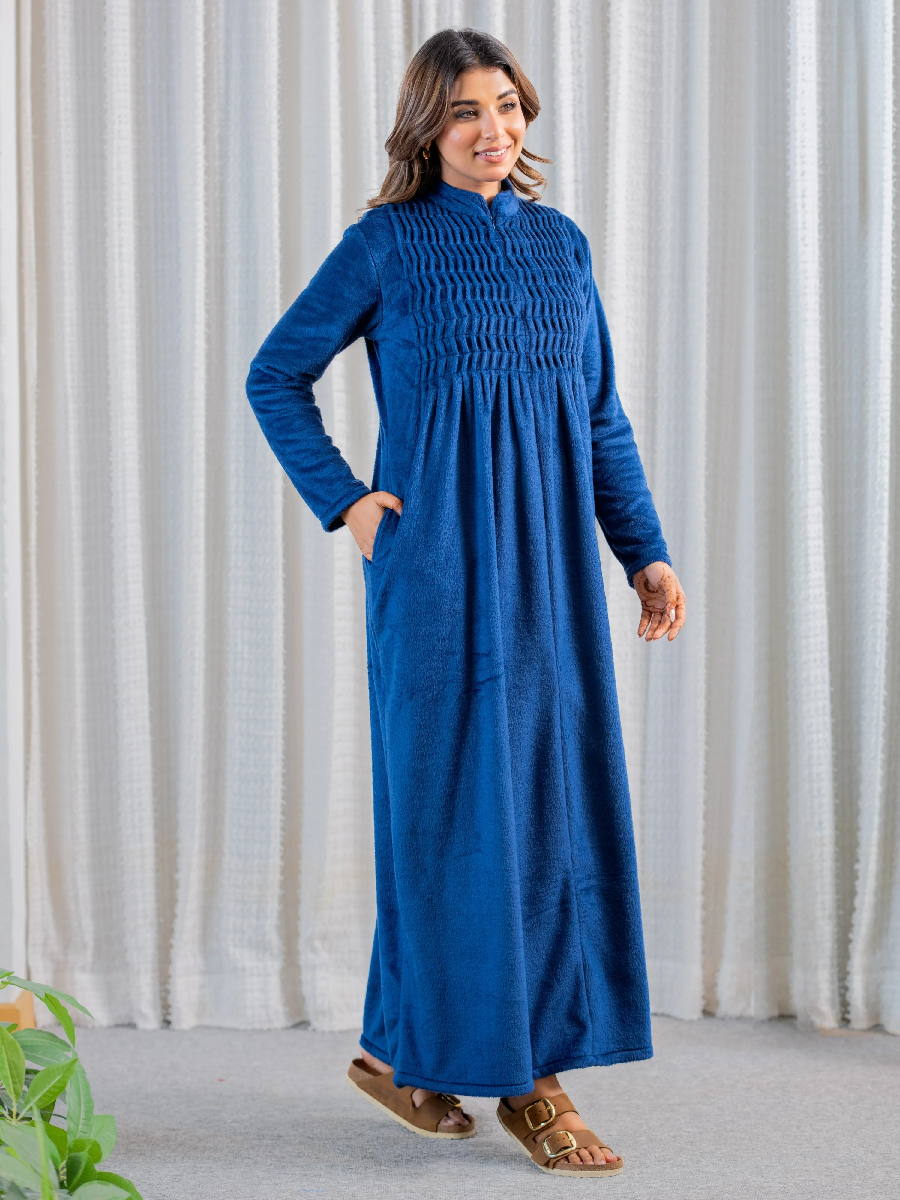 Super Soft Navy Blue pleated Woollen Maxi - Image 5