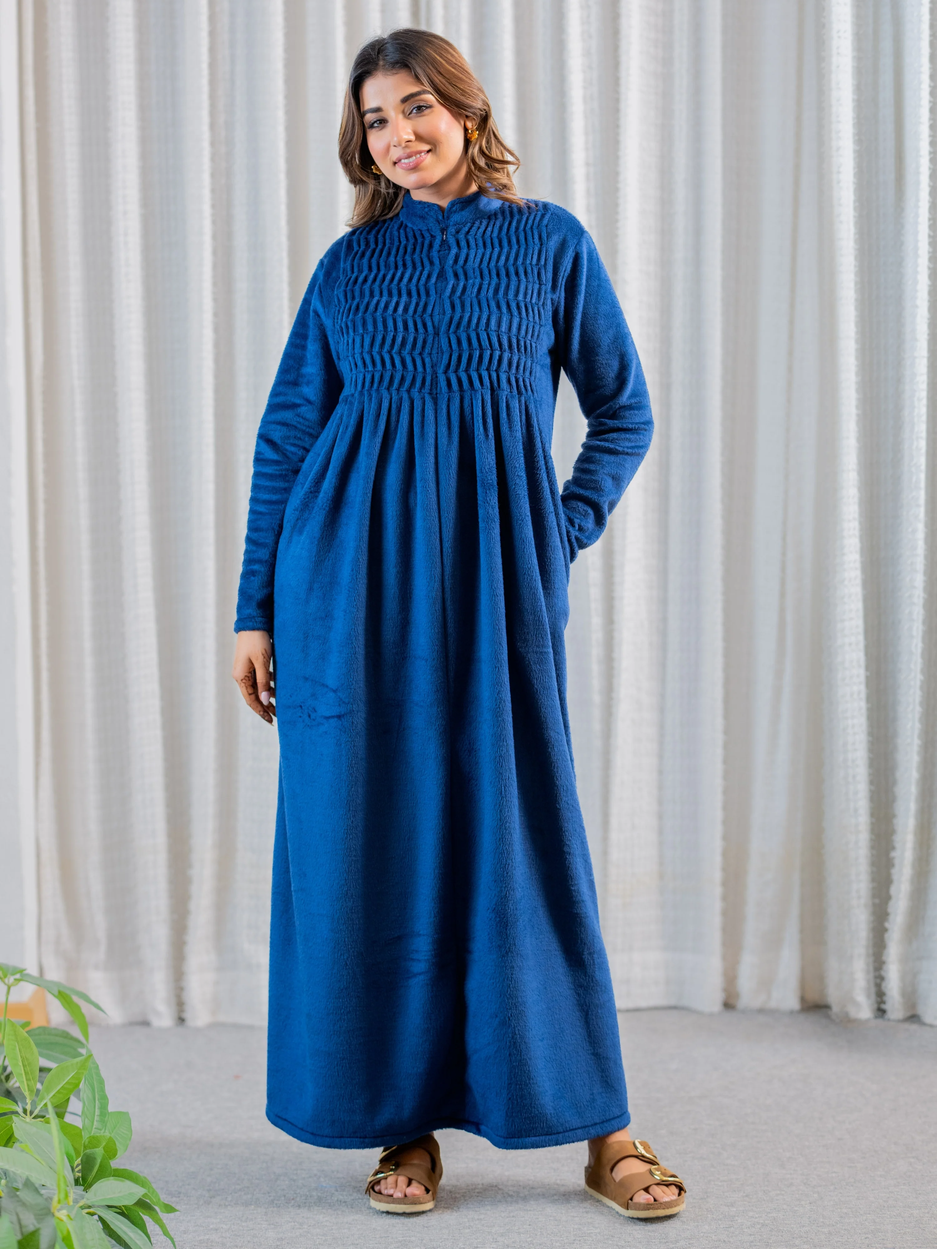 Super Soft Navy Blue pleated Woollen Maxi - Image 6