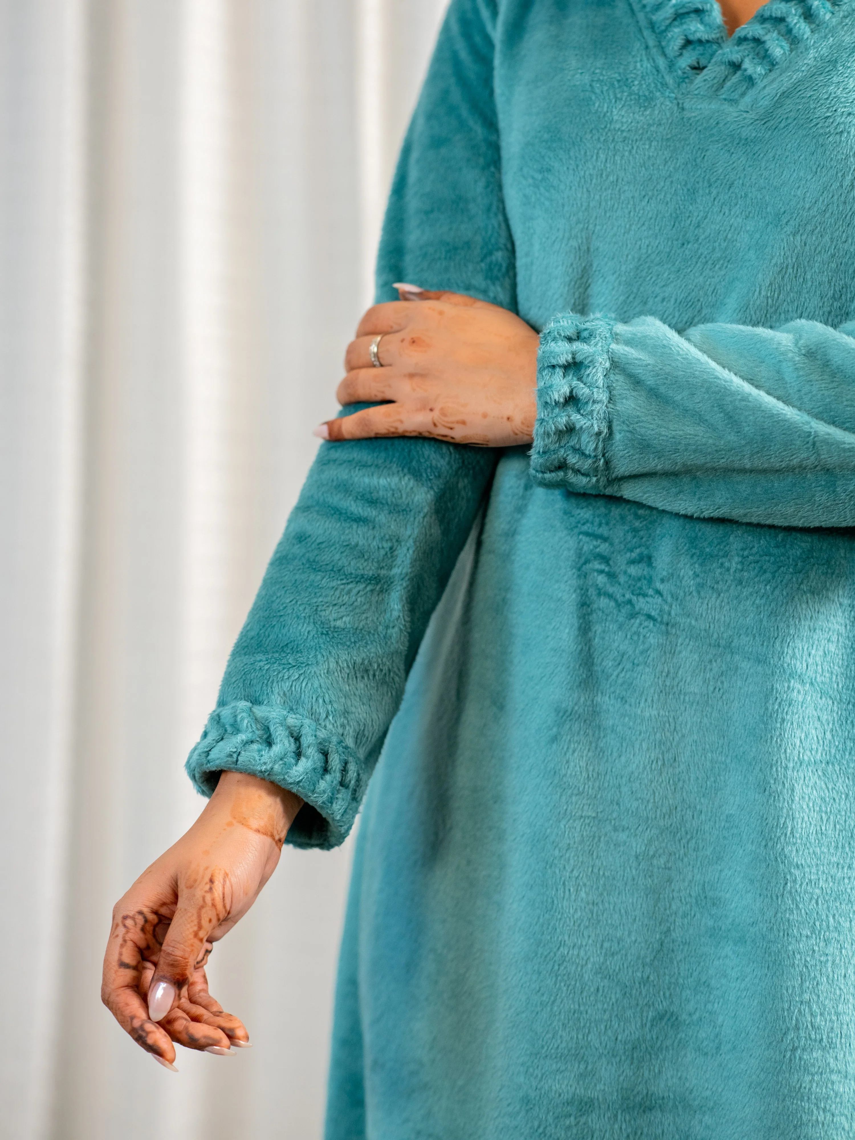 Super Soft Sea Green V Neck Woollen Maxi - Image 8