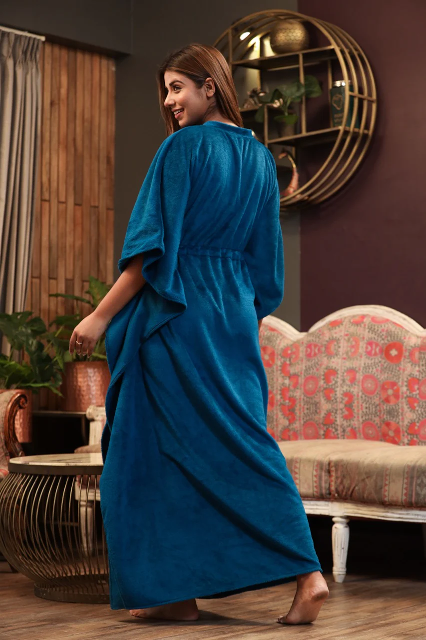 Super Soft Teal blue Woollen kaftan - Image 3
