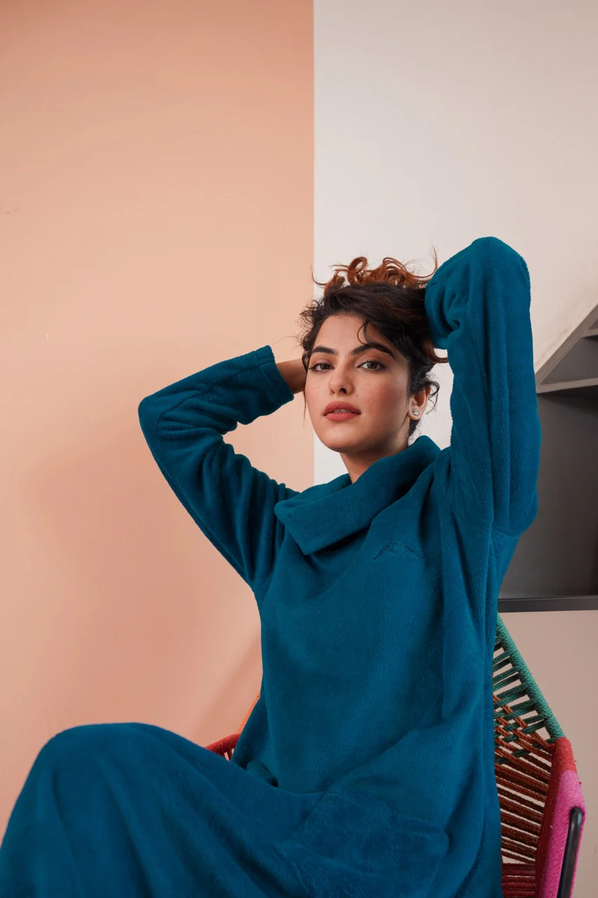 Super Soft Teal High Neck Woollen Maxi - Image 10