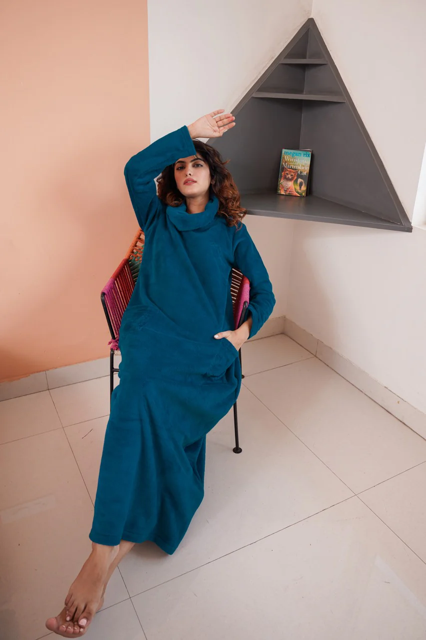 Super Soft Teal High Neck Woollen Maxi - Image 12
