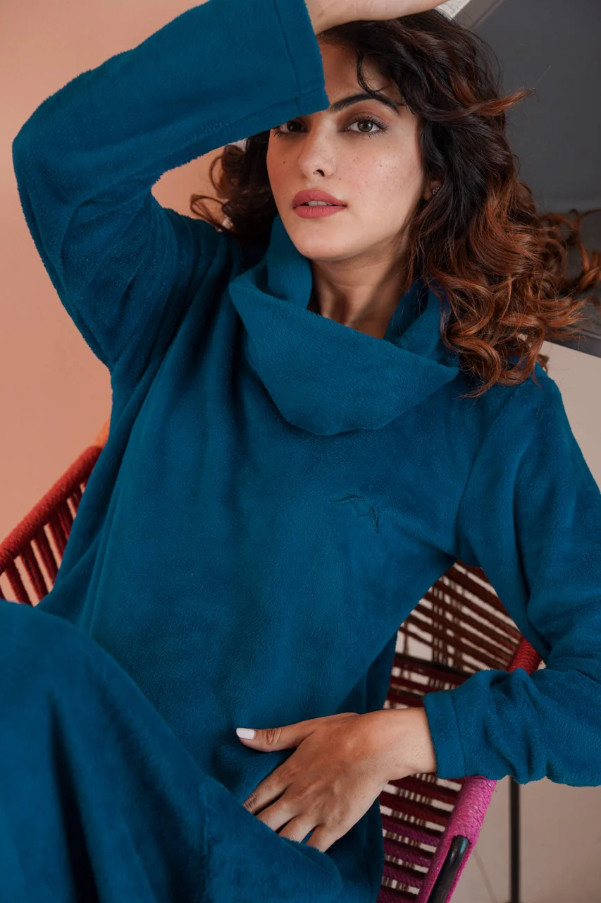 Super Soft Teal High Neck Woollen Maxi - Image 14