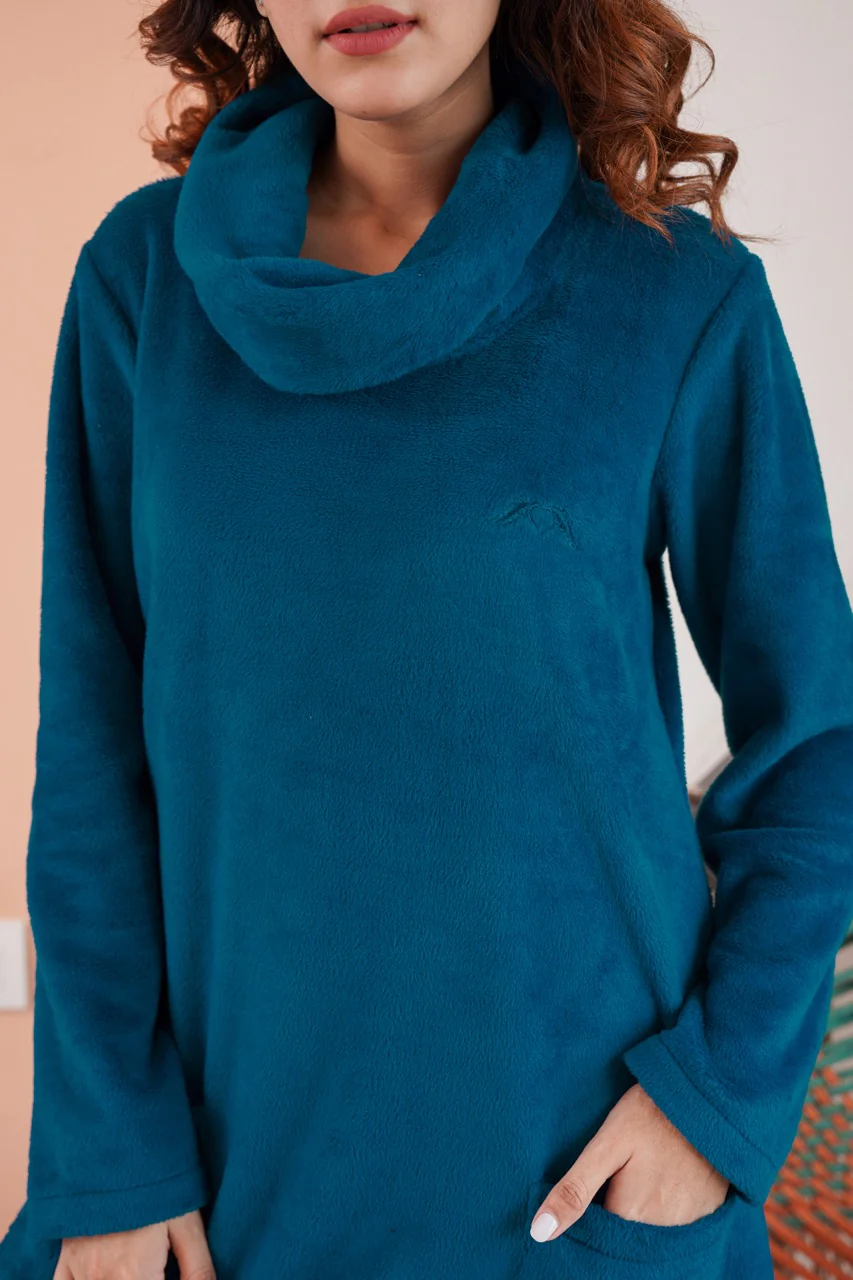 Super Soft Teal High Neck Woollen Maxi - Image 4