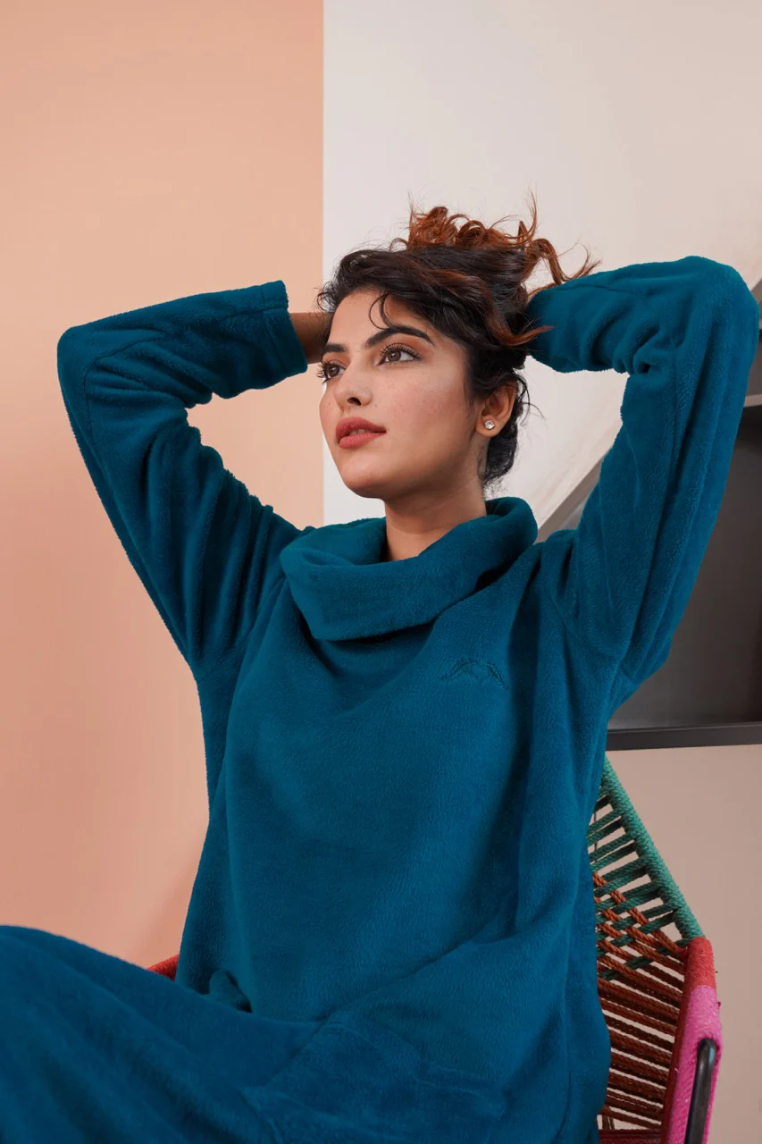 Super Soft Teal High Neck Woollen Maxi - Image 7