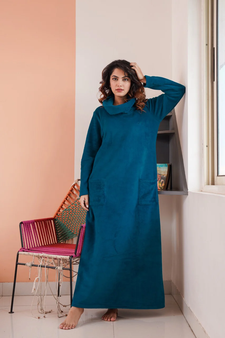 Super Soft Teal High Neck Woollen Maxi - Image 8