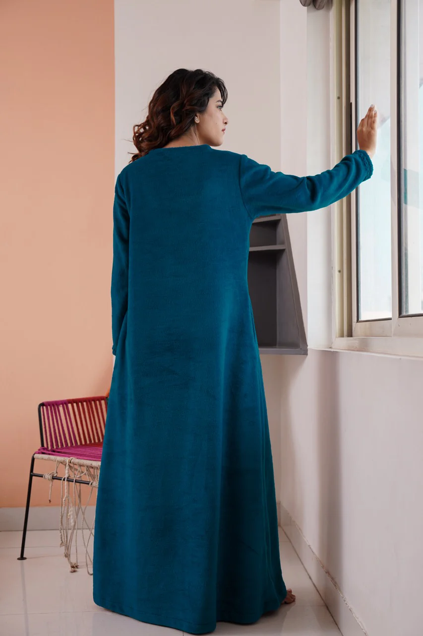 Super Soft Teal V Neck Woollen Maxi - Image 14