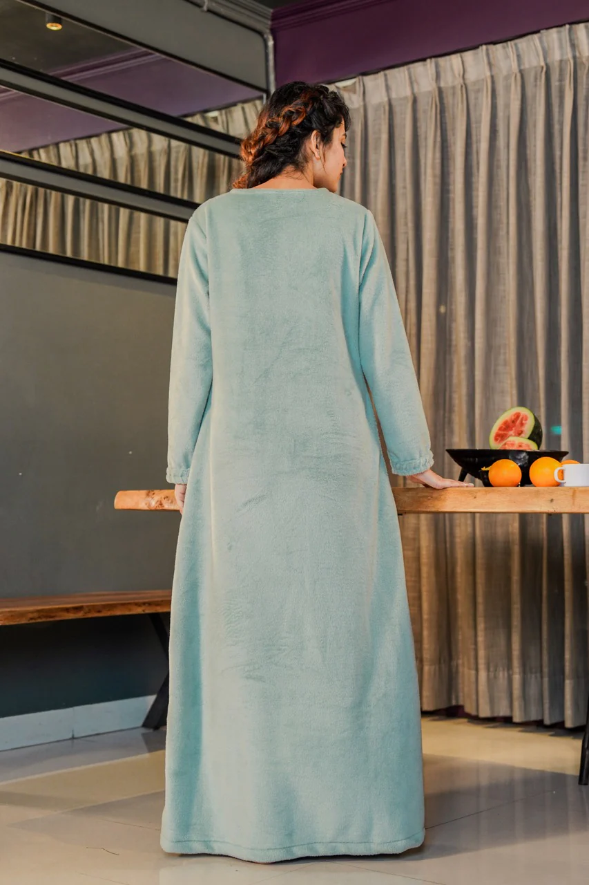 Super Soft Turquoise V Neck Woollen Maxi - Image 3