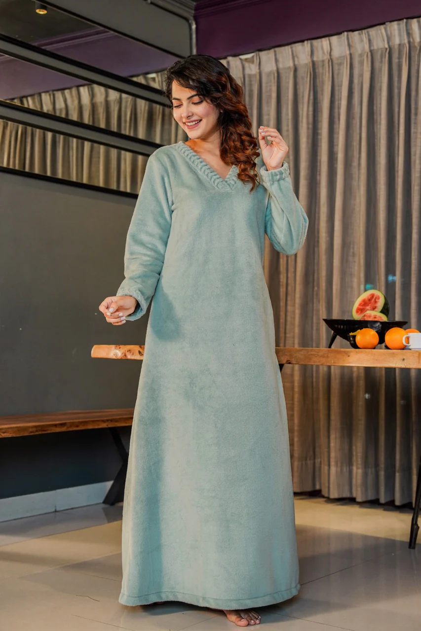 Super Soft Turquoise V Neck Woollen Maxi - Image 7