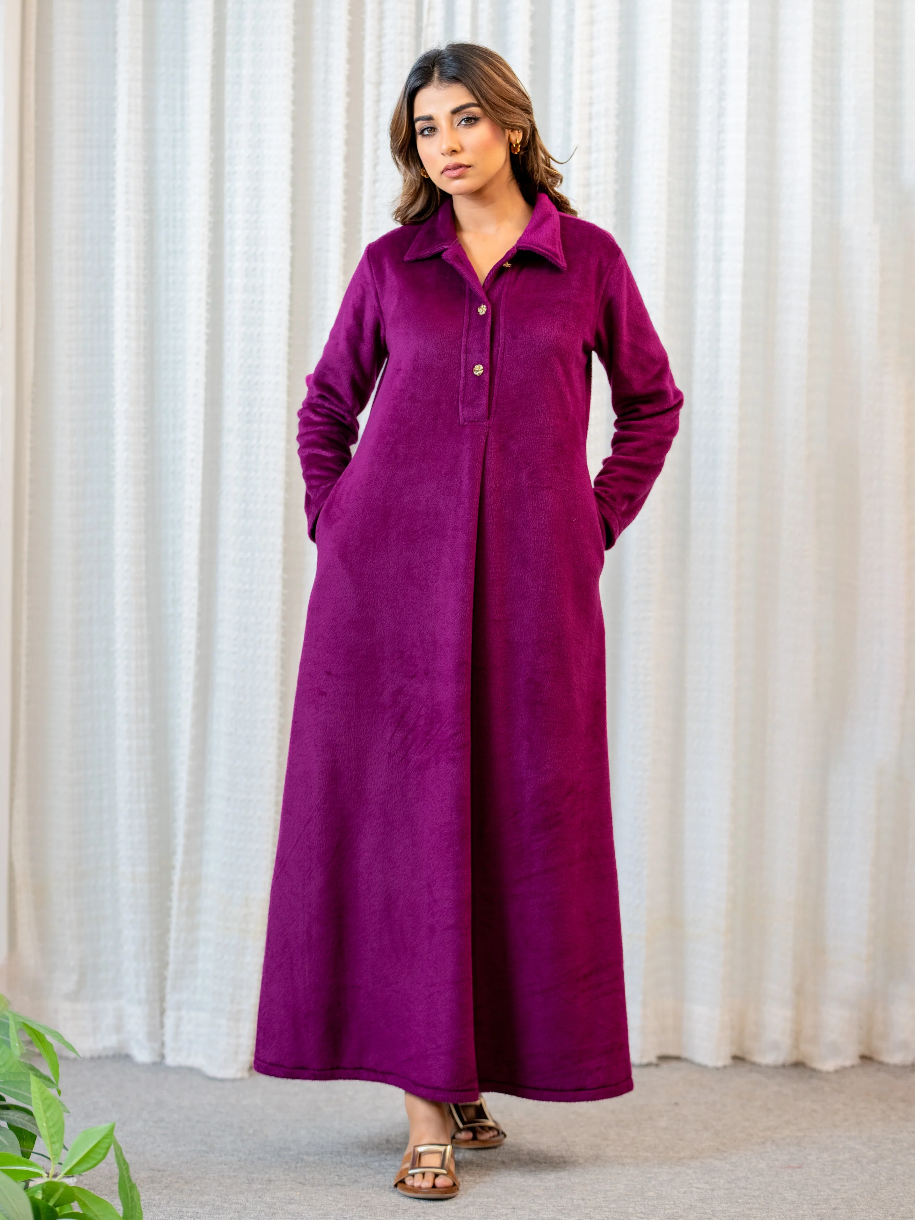 Super Soft Wine Collared Woollen Maxi - Image 3