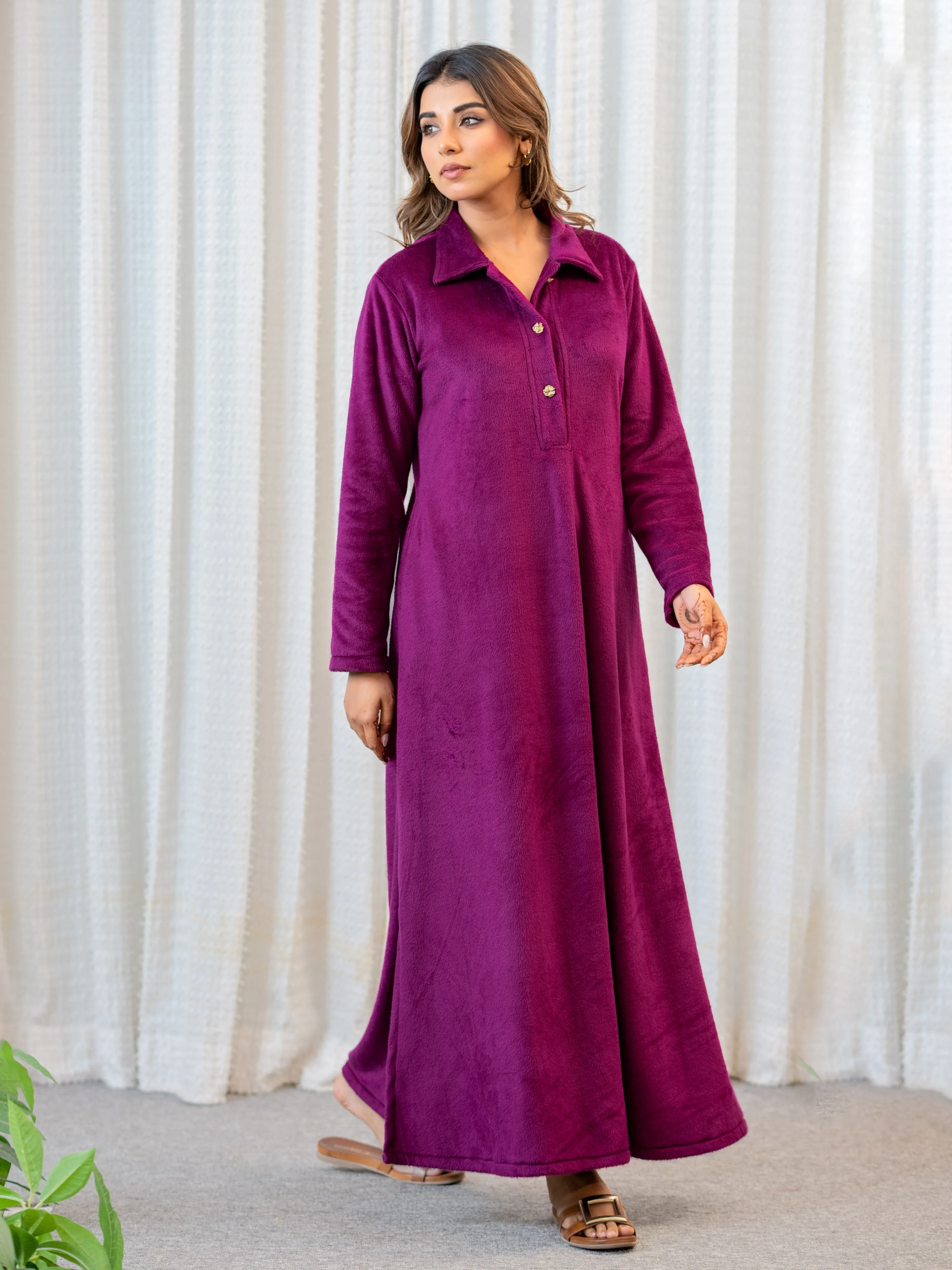 Super Soft Wine Collared Woollen Maxi - Image 5
