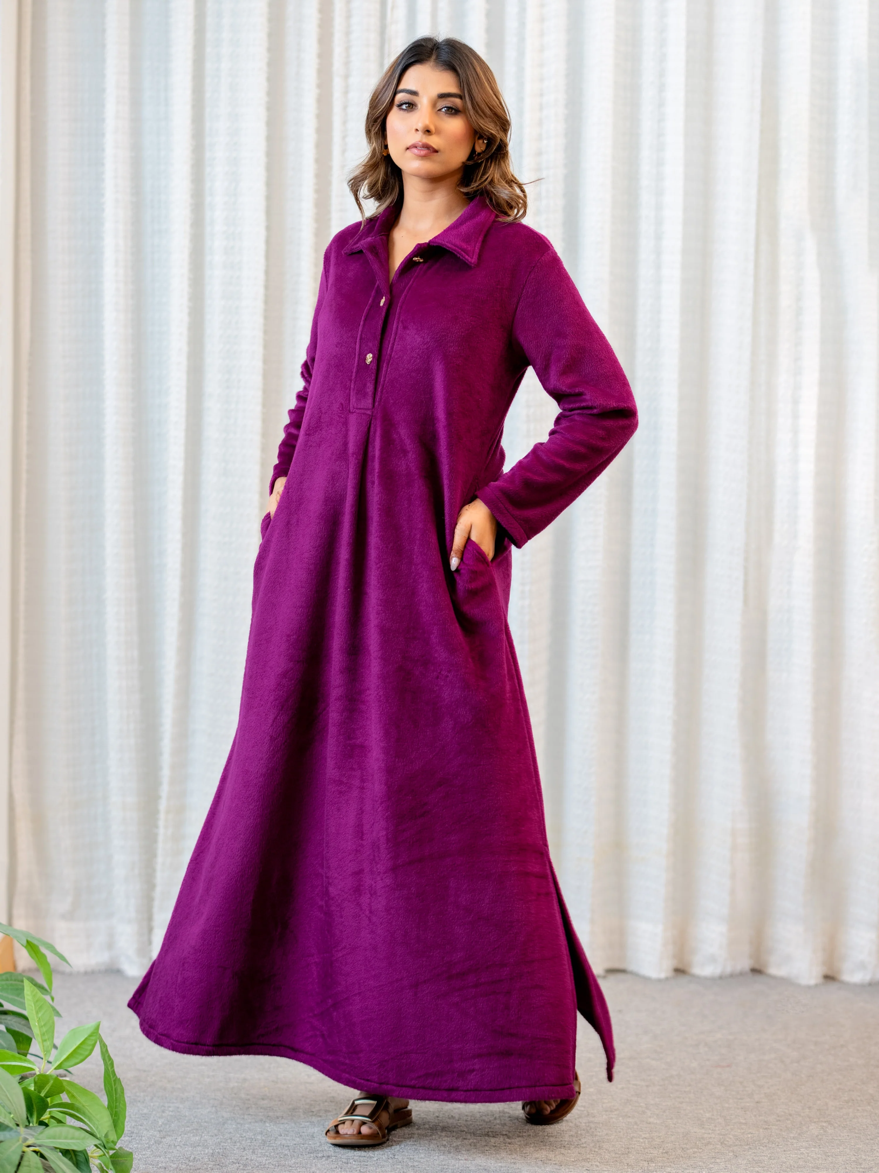 Super Soft Wine Collared Woollen Maxi - Image 6