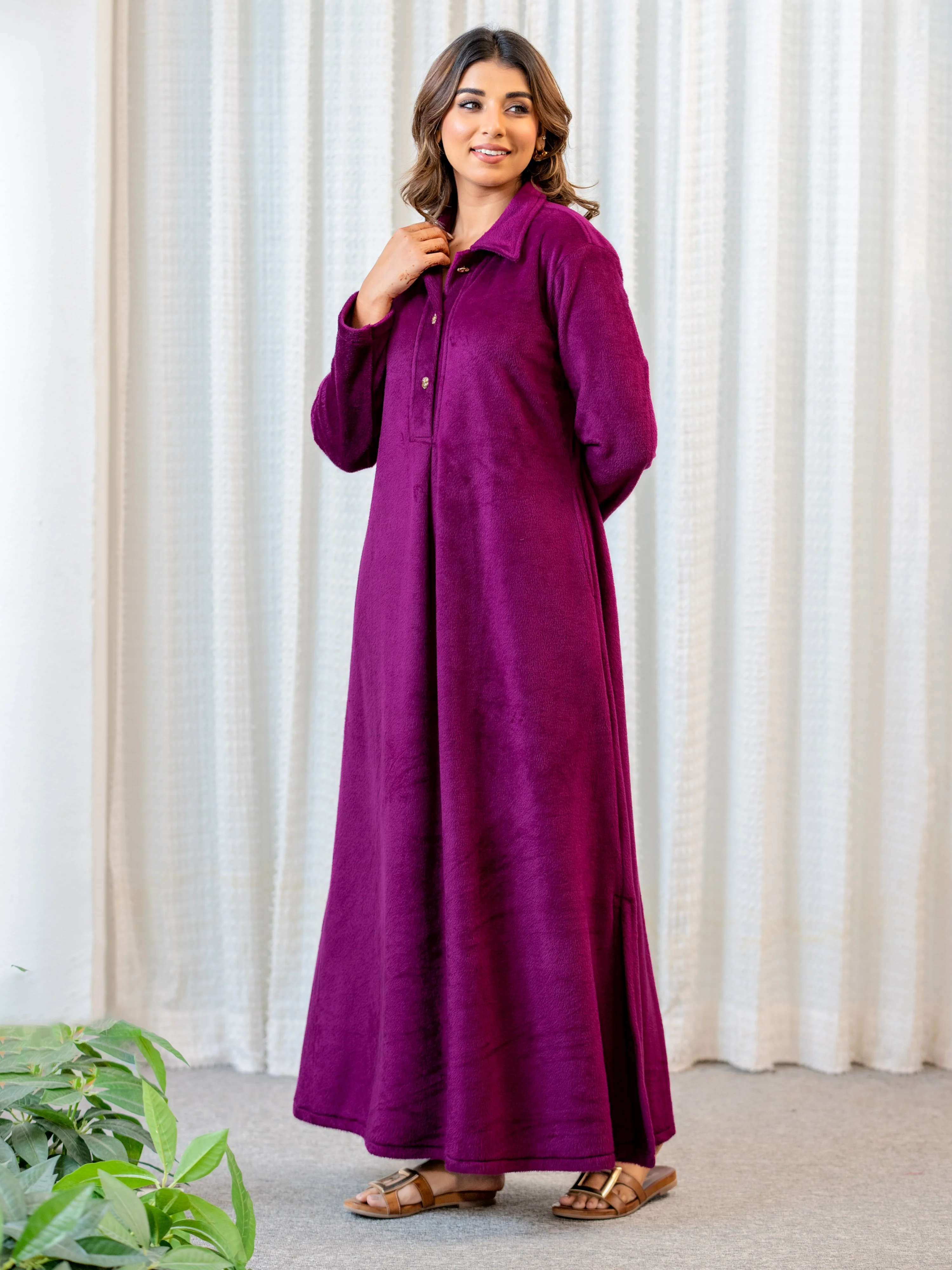 Super Soft Wine Collared Woollen Maxi - Image 7