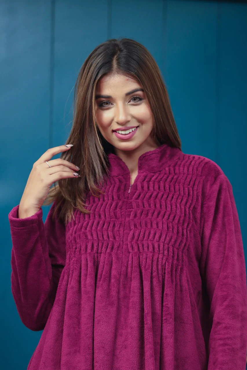Super Soft Wine pleated Woollen Maxi - Image 4