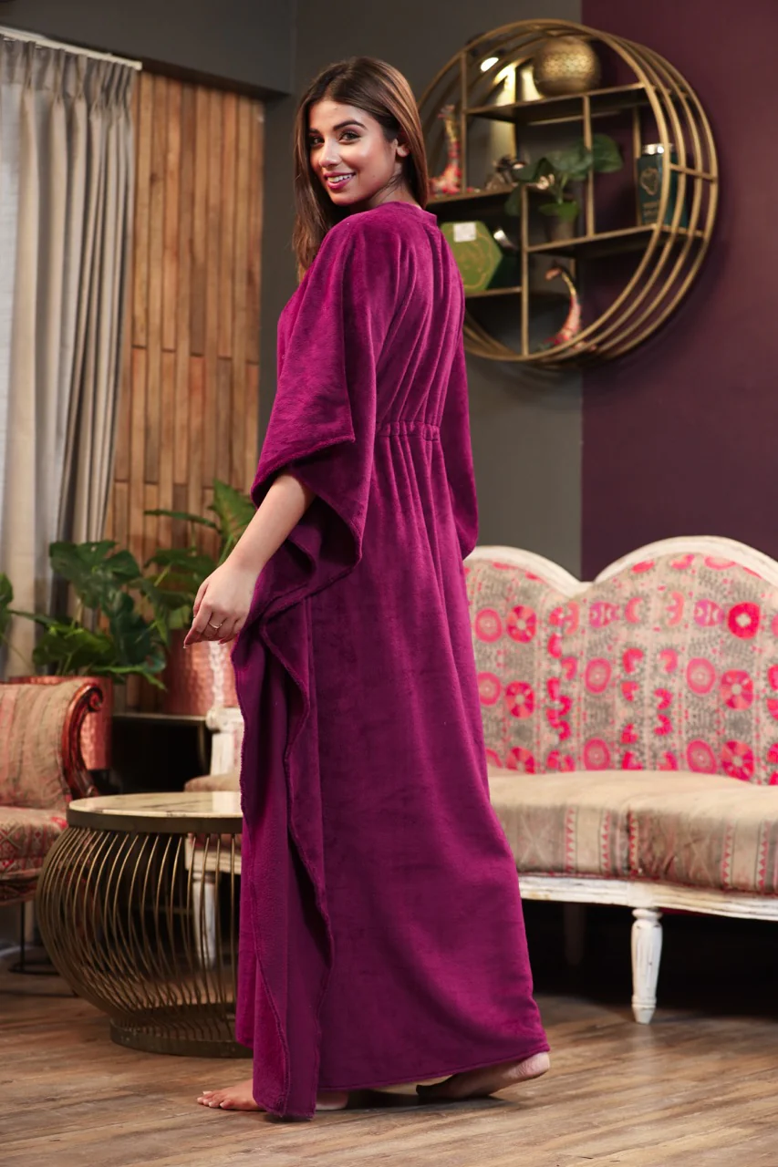 Super Soft Wine Woollen Kaftan - Image 3